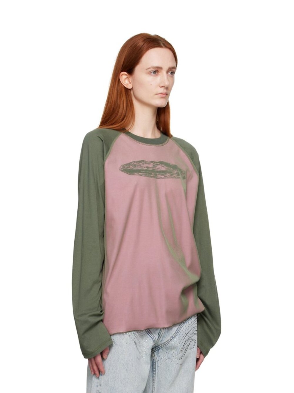 Serapis Pink & Green Globe Reversible Long Sleeve T-Shirt Serapis